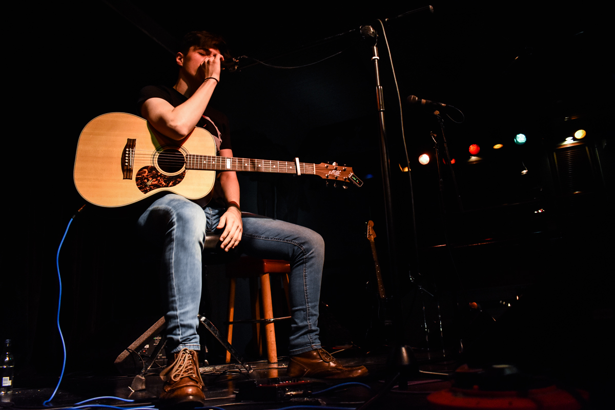 Close up with Sean Duggan performing in Birmingham