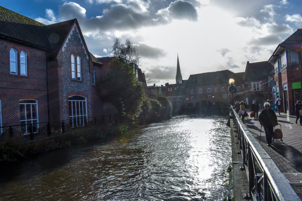 Midday street photography in salisbury town center